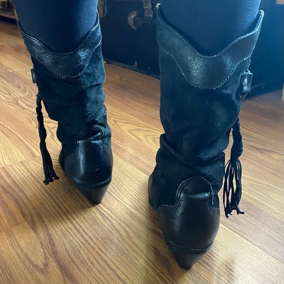 VTG Coasters Leather & Suede 80’s Western Boots with Fringe. Size 6.5. Eagle. - Picture 4 of 16